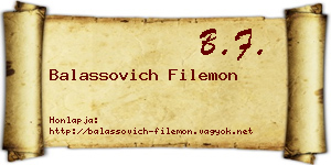 Balassovich Filemon névjegykártya
